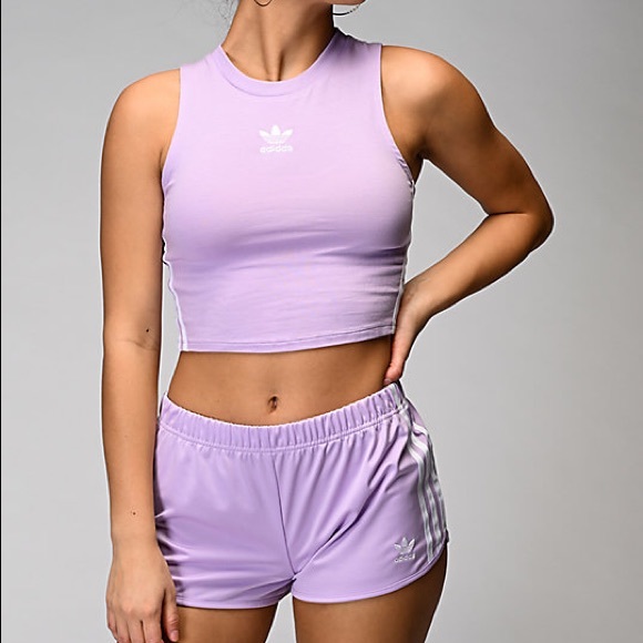 lavender adidas shorts